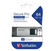 USB-minne Verbatim Secure Pro Svart Svart/Gr 64 GB