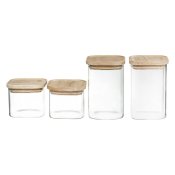 Uppsttning med 4 Burkar Secret de Gourmet Kk Stapelbara Glas