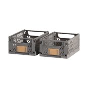Set med stapelbara frvaringsldor Mrkgr 25 x 16,5 x 10 cm