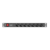 Frgreningslist 7 Tomas med Brytare Lanberg PDU-07F-0200-IEC-BK