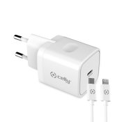 Vggladdare + USB C kabel Celly iPhone Vit 20 W