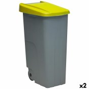 Papperskorg p hjul Denox 110 L Gul 58 x 41 x 89 cm