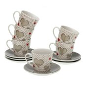 Set med koppar och fat Versa Sweet Porslin 9 x 14 x 14 cm 10,5 x