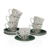 Set med koppar och fat Versa Sansa Porslin 5,8 x 6 x 5,8 cm Kaff