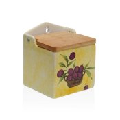 Saltkar med lock Versa Keramik Bambu Dolomite Oliv 10 x 12,5 x 1
