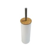Toalettborste Versa Vit Metall Bambu 38,4 cm