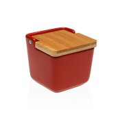 Saltkar med lock Versa Rd Keramik 8,8 x 8,5 x 8,8 cm