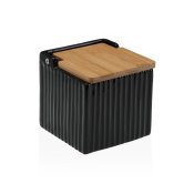 Saltkar med lock Versa Svart Keramik Bambu Dolomite 11 x 11 x 11
