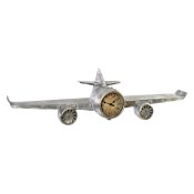 Vggklocka DKD Home Decor Flygplan Metall Tr MDF (101 x 22 x 26