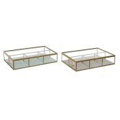 Smyckeskrin DKD Home Decor Glas Metall Grn Ljusgr (27 x 15 x 5