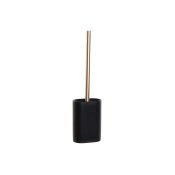 Toalettborste DKD Home Decor Svart Gyllene Harts 10 x 6 x 40 cm