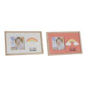 Fotoram DKD Home Decor Regnbge Rosa Vit Barn Tr MDF (25 x 1 x