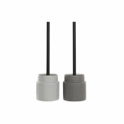 Toalettborste DKD Home Decor Ljusgr Mrkgr Stl Stengods Scand