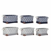 Multifunktionell korg DKD Home Decor Vit Brun Gr Marinbl Lv a