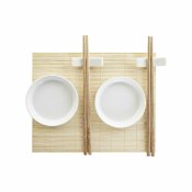 Sushiset DKD Home Decor Bambu Plast Stengods Vit Naturell Orient
