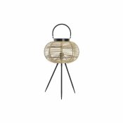 Bordslampa DKD Home Decor Svart Metall Brun Bambu (34 x 34 x 56