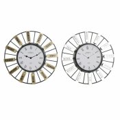 Vggklocka DKD Home Decor 40 x 6,4 x 40 cm Glas Silvrig Gyllene