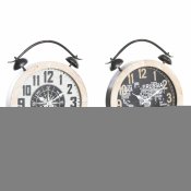 bordsklocka DKD Home Decor Vit Svart Naturell Vintage (2 antal)