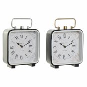 bordsklocka DKD Home Decor Bl Vit Svart (2 antal)