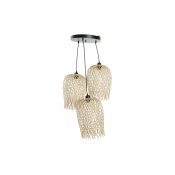 Taklampa DKD Home Decor Svart Ljusbrun Metall Bambu 50 W Tropisk