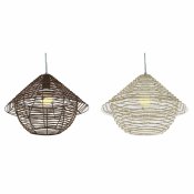 Taklampa DKD Home Decor Vit Brun Svart Naturell Metall Snre Pla
