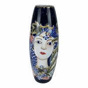Vas DKD Home Decor 14 x 14 x 39 cm Ansikte Porslin Bl Multicolo