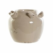 Vas DKD Home Decor Porslin Gr Beige Fglar Shabby Chic (15 x 15