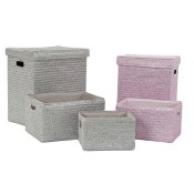Multifunktionell korg DKD Home Decor Rosa Silvrig polypropen 44