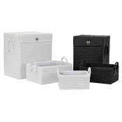 Multifunktionell korg DKD Home Decor Vit Svart polypropen 45 x 3