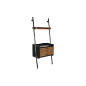 Bokhylla DKD Home Decor Gran Naturell Svart Metall 1 Hyllor (67