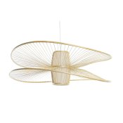 Taklampa DKD Home Decor Vit Naturell Bambu 50 W 100 x 100 x 32 c