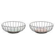 Fruktskl DKD Home Decor Bl Turkos Metall Tr MDF 28 x 28 x 11