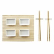 Sushiset DKD Home Decor Metall Bambu Vit Naturell Orientalisk 30