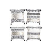 Kudde DKD Home Decor Svart Gyllene Polyester Bomull Aluminium Ar