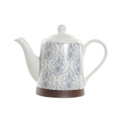 Tekanna DKD Home Decor Bl Vit Brun Gummitr Stengods