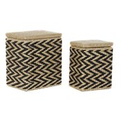 Tvttkorg DKD Home Decor Naturell Svart Polyester Kolonial Fibre