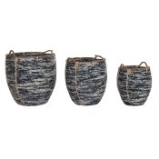 Korg - set DKD Home Decor Vit Svart 56 x 56 x 60 cm 52 x 52 x 60
