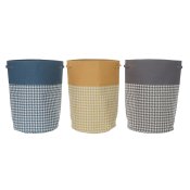 Tvttkorg DKD Home Decor Gul Bl Gr Hundtandsmnster 40 x 40 x