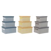 Set med stapelbara frvaringsldor DKD Home Decor Gr Bl Gul 40