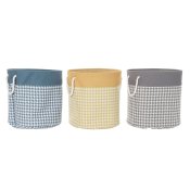 Tvttkorg DKD Home Decor Hundtandsmnster Gr Bl Gul 45 x 45 x