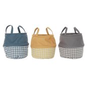 Tvttkorg DKD Home Decor Hundtandsmnster Gul Gr Mrkgr 28 x 2