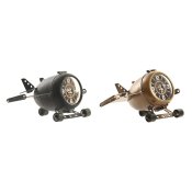 bordsklocka DKD Home Decor Svart Gyllene Flygplan Vintage (2 ant
