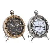 bordsklocka DKD Home Decor Vit Svart Gyllene Silvrig Vrldskarta