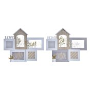 Fotoram DKD Home Decor Love Home Tr Blomster Naturell (46 x 3 x