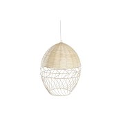 Taklampa DKD Home Decor Metall Vit Ljusbrun Rattan 50 W (30 x 30