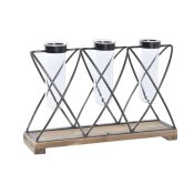 Vas DKD Home Decor Brun Svart Transparent Metall Glas Paulowniat