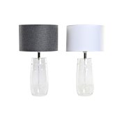 Bordslampa DKD Home Decor Glas Transparent Vit Ljusgr 30 x 30 x