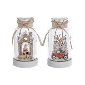 Belysning dekoration DKD Home Decor Jul Naturell Hus (2 antal) (