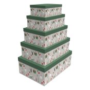 Set med stapelbara frvaringsldor DKD Home Decor Grn Gr Papp