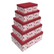 Set med stapelbara frvaringsldor DKD Home Decor Vit Rd Papp R